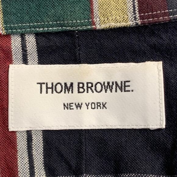 THOM BROWNE Size XS Multi Color Plaid Cotton One Pocket Long Sleeve Shirt - Picture 5 of 6